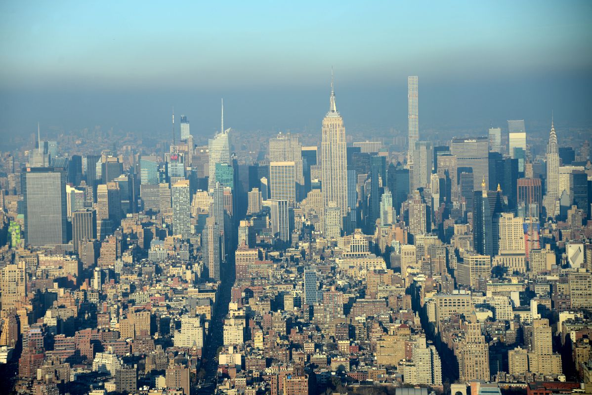 18 Manhattan View Includes One Penn Plaza, Bank of America Tower, GE Building, Empire State Building, 432 Park, MetLife, Chrysler Building From One World Trade Center Observatory